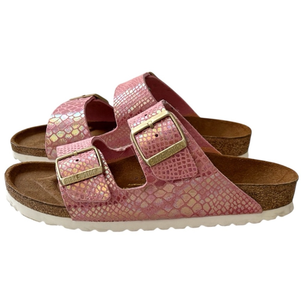 BIRKENSTOCK Women's Arizona Sydney Sandal Shiny Snake Rose Size 7 - Picture 5 of 8